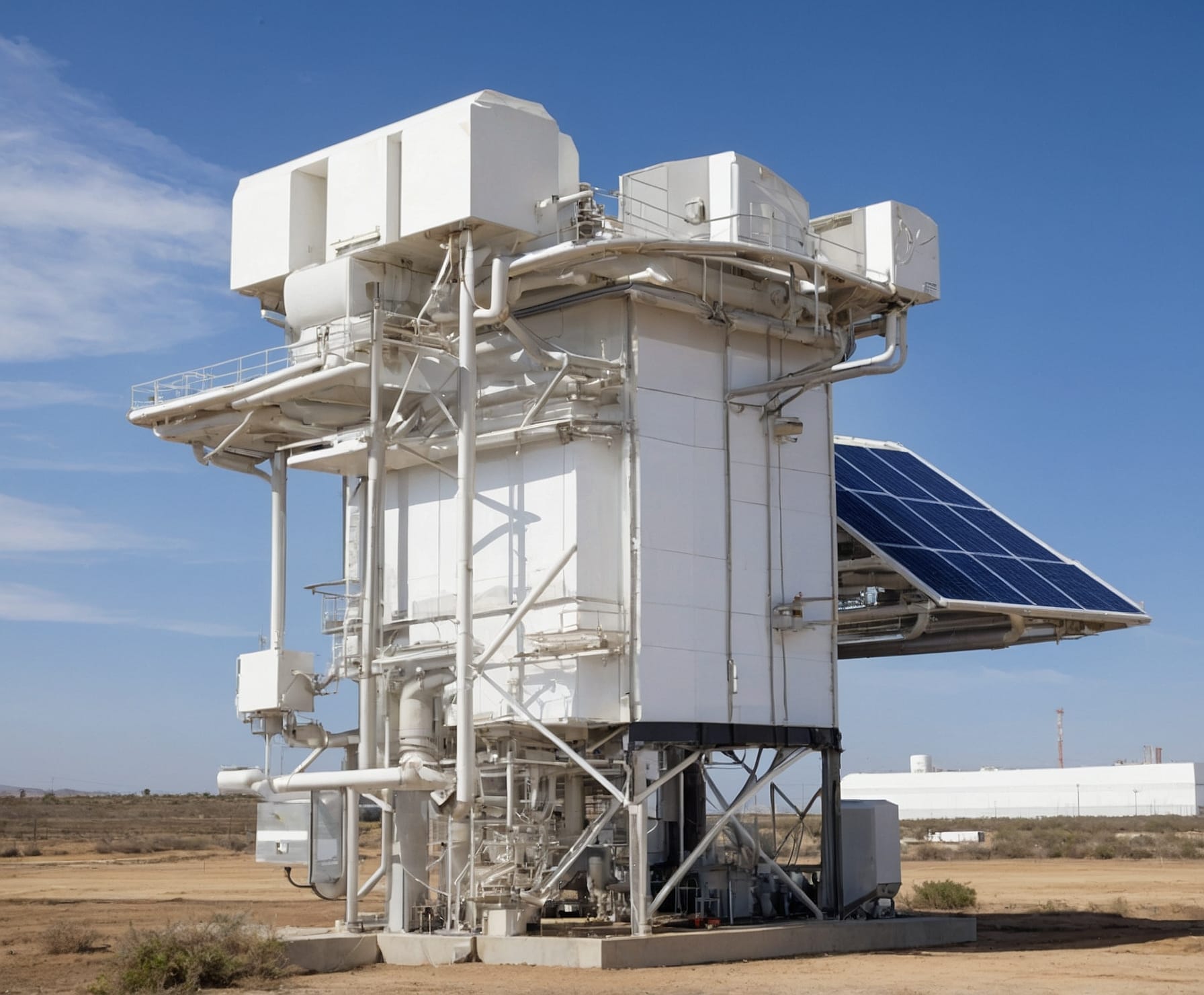 Planta moderna de energía renovable con paneles solares